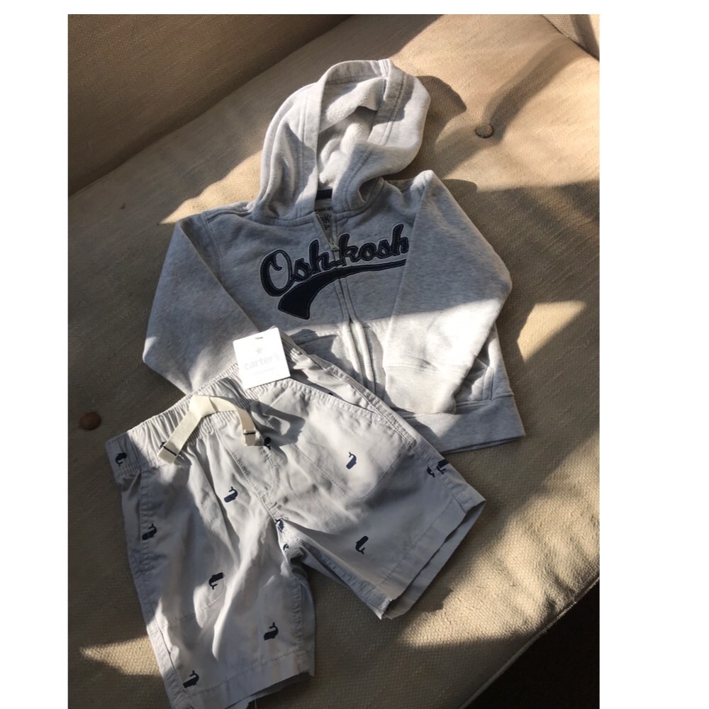 Oshkosh Hoodie, Carters Shorts NWT